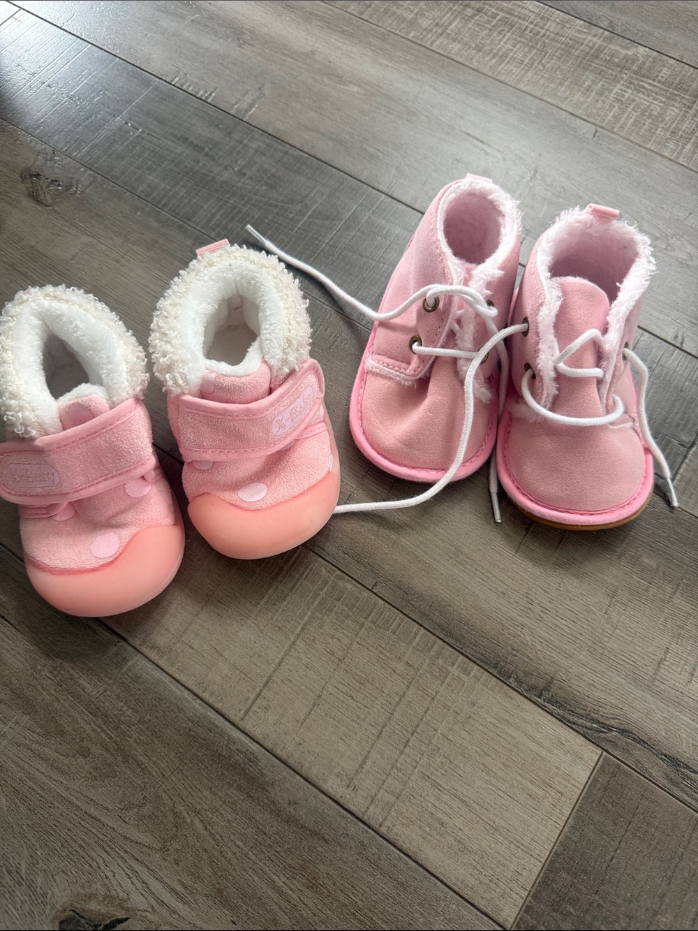 Pink Fleece-Lined Baby Boots - Soft Winter Shoe